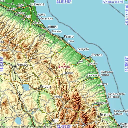 Topographic map of Arcevia