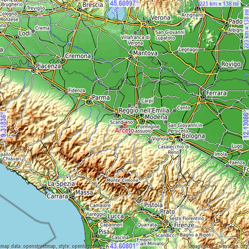 Topographic map of Arceto