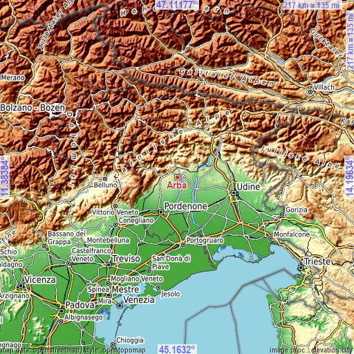 Topographic map of Arba