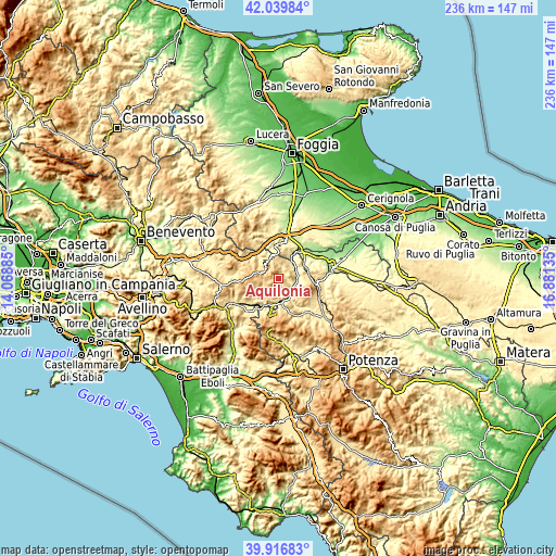 Topographic map of Aquilonia