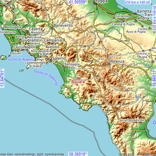 Topographic map of Aquara