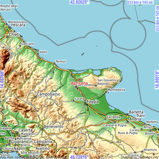 Topographic map of Apricena