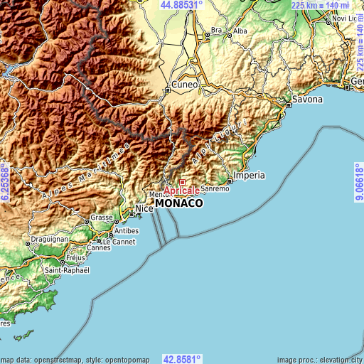 Topographic map of Apricale