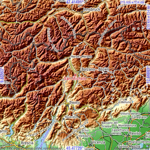 Topographic map of San Michele