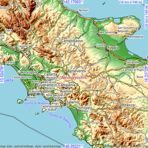 Topographic map of Apice Vecchio