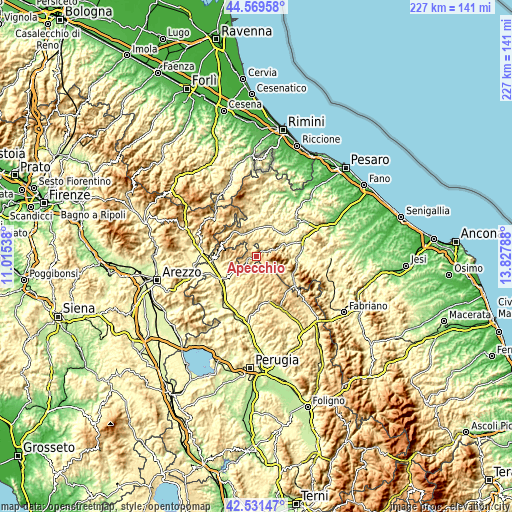 Topographic map of Apecchio