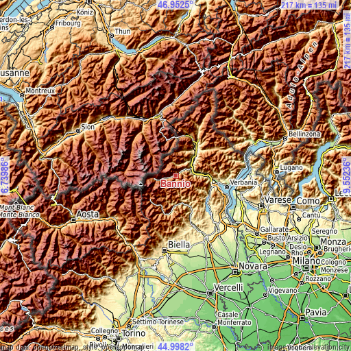 Topographic map of Bannio