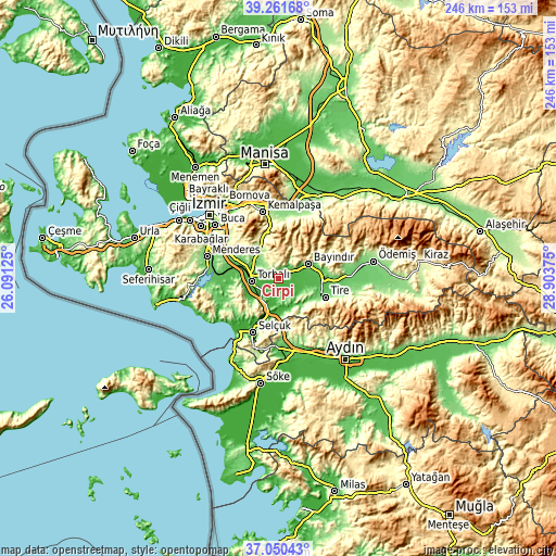 Topographic map of Çırpı