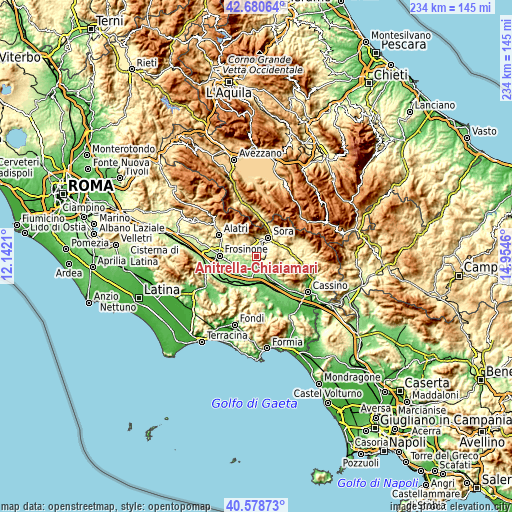 Topographic map of Anitrella-Chiaiamari