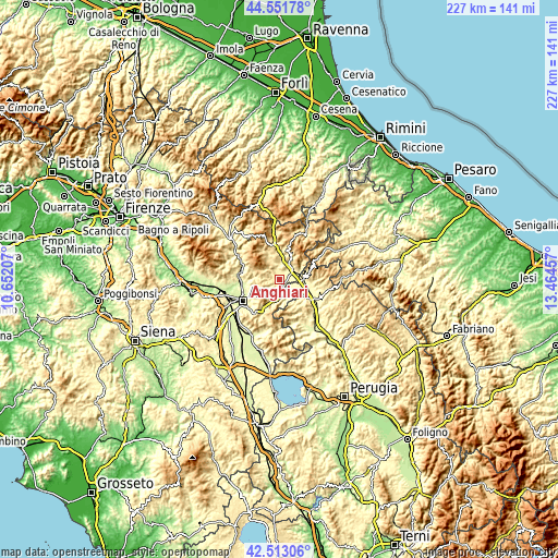 Topographic map of Anghiari