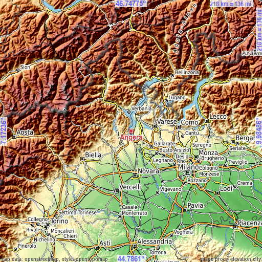 Topographic map of Angera