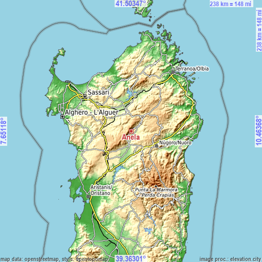 Topographic map of Anela