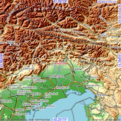 Topographic map of Anduins