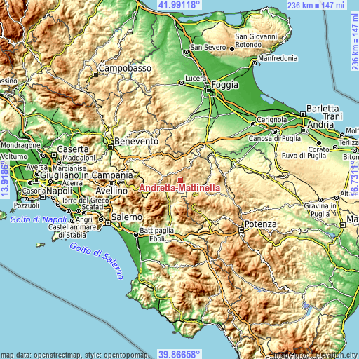 Topographic map of Andretta-Mattinella