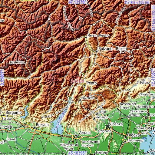 Topographic map of Andalo