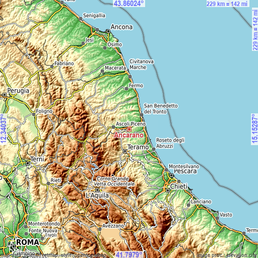 Topographic map of Ancarano