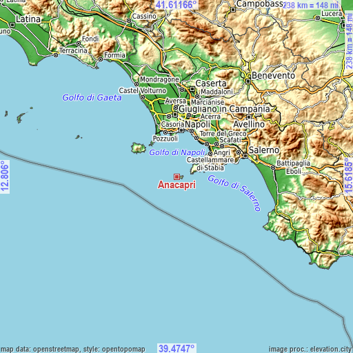 Topographic map of Anacapri