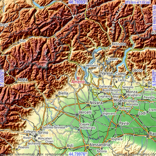 Topographic map of Ameno