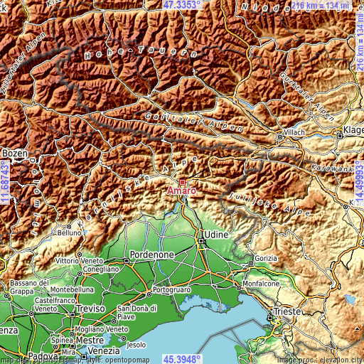 Topographic map of Amaro