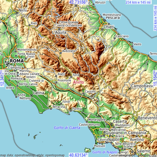 Topographic map of Alvito