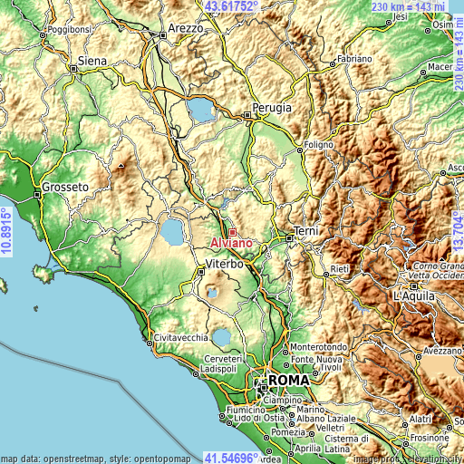 Topographic map of Alviano