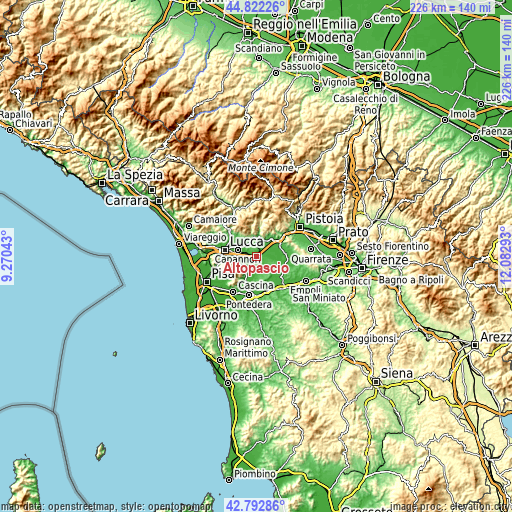 Topographic map of Altopascio
