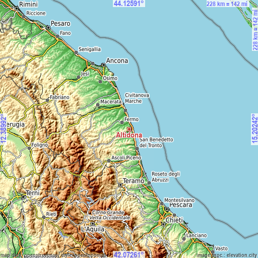 Topographic map of Altidona