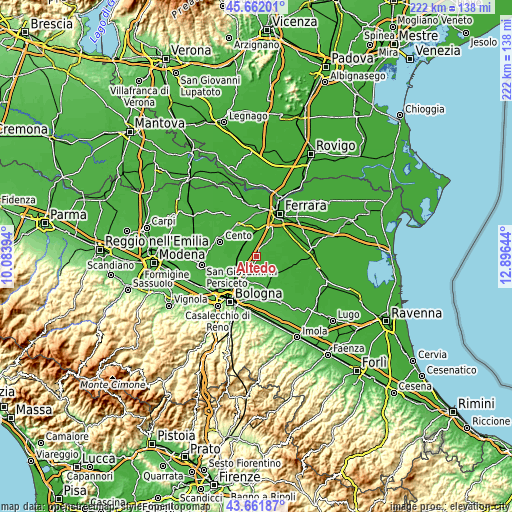 Topographic map of Altedo