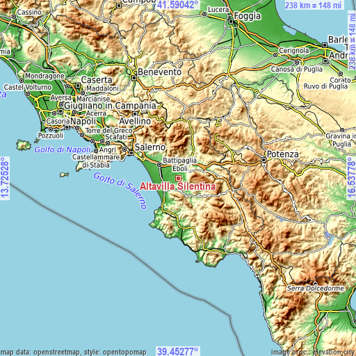 Topographic map of Altavilla Silentina