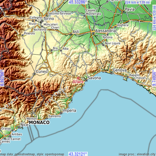 Topographic map of Altare