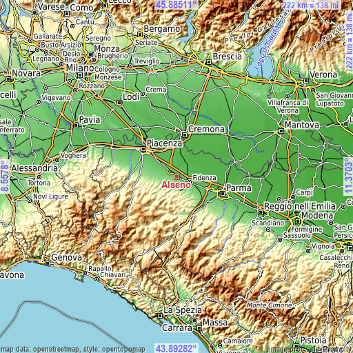 Topographic map of Alseno