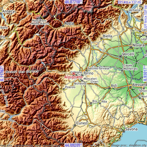 Topographic map of Alpignano