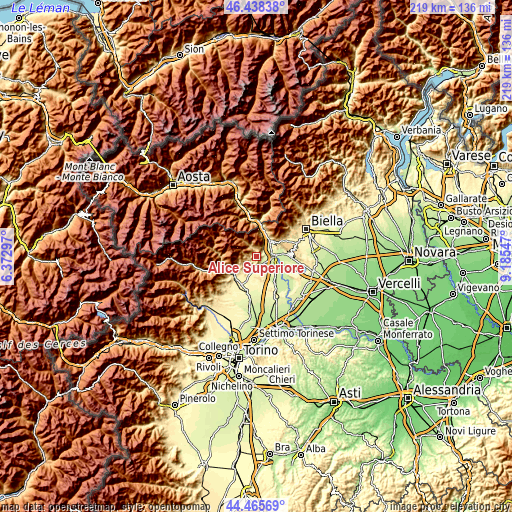 Topographic map of Alice Superiore