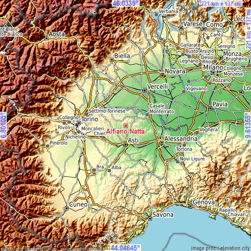 Topographic map of Alfiano Natta