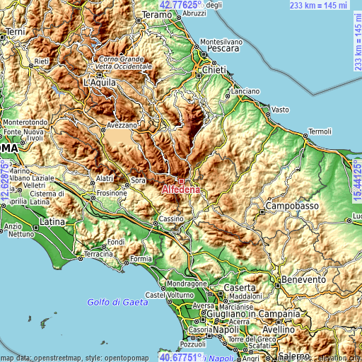 Topographic map of Alfedena