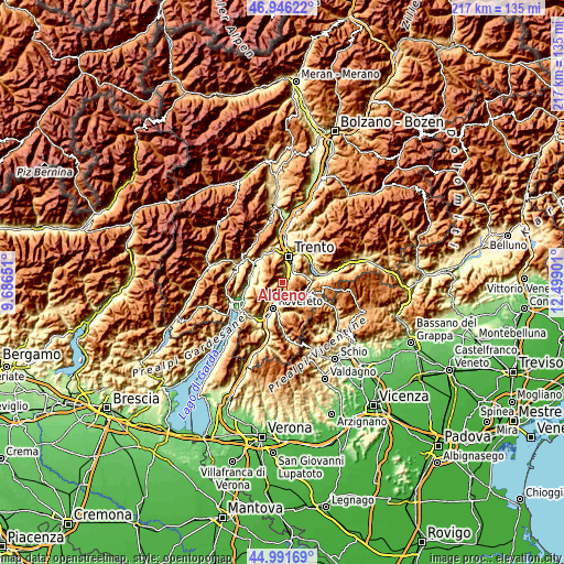 Topographic map of Aldeno