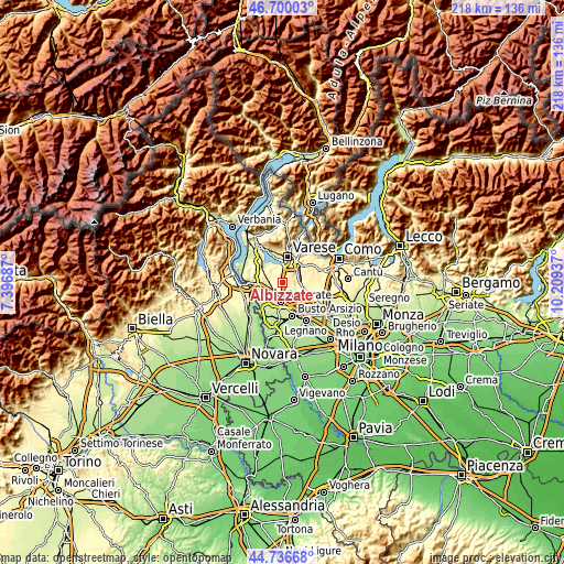 Topographic map of Albizzate