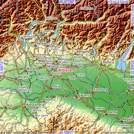 Topographic map of Albignano