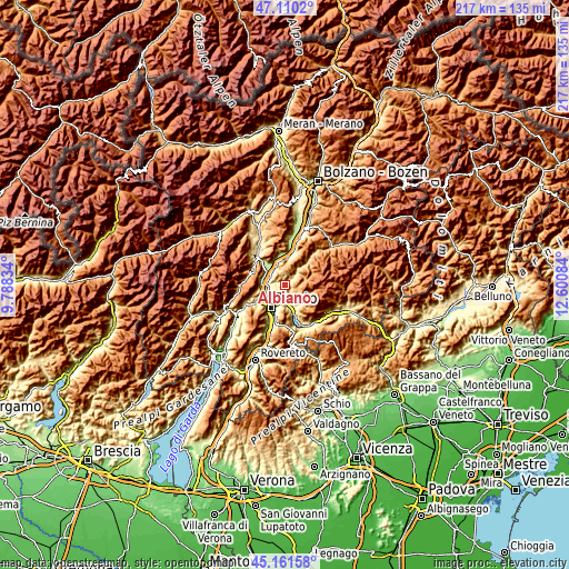 Topographic map of Albiano