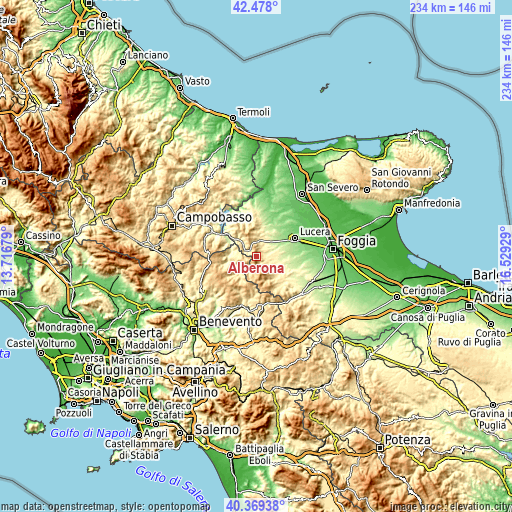 Topographic map of Alberona