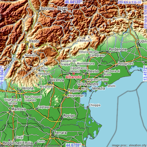 Topographic map of Albaredo