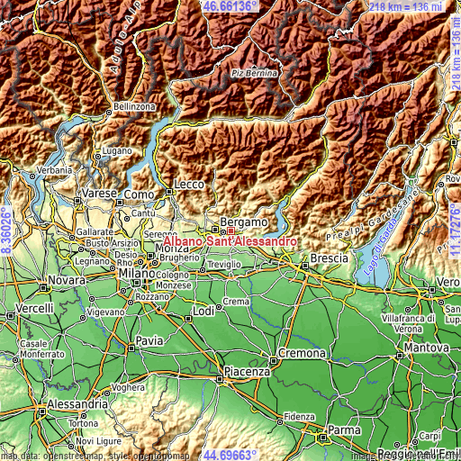 Topographic map of Albano Sant'Alessandro