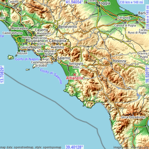 Topographic map of Albanella