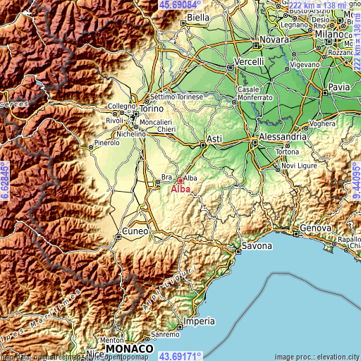 Topographic map of Alba