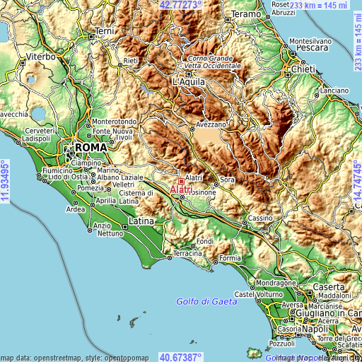 Topographic map of Alatri