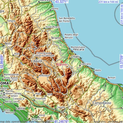 Topographic map of Alanno