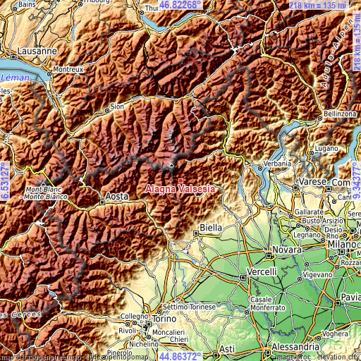 Topographic map of Alagna Valsesia