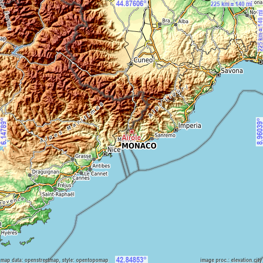 Topographic map of Airole