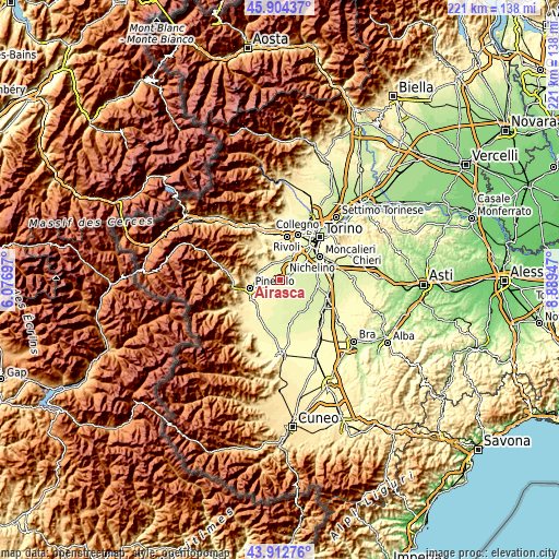 Topographic map of Airasca