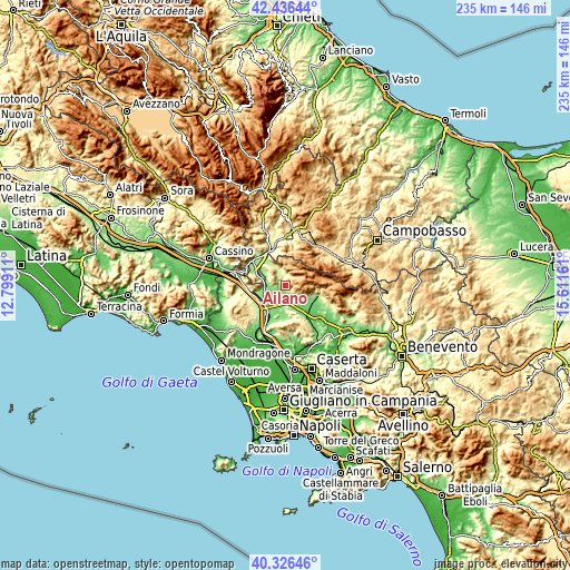 Topographic map of Ailano